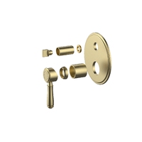 Ikon Clasico Wall Mixer With Diverter Brushed Gold