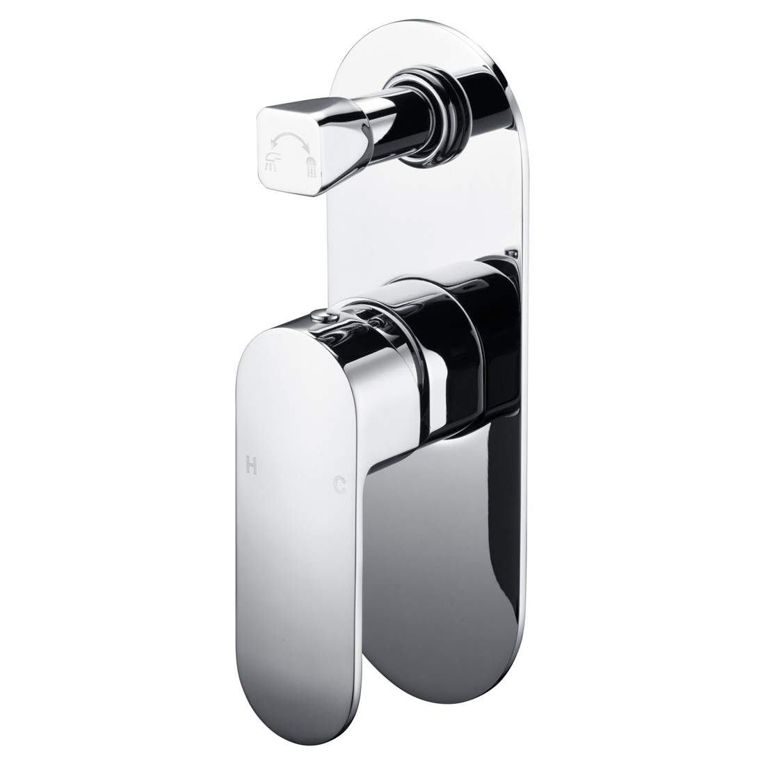 Quality MILAN Square Bathroom Shower Bath Wall Flick Mixer Tap with Diverter 