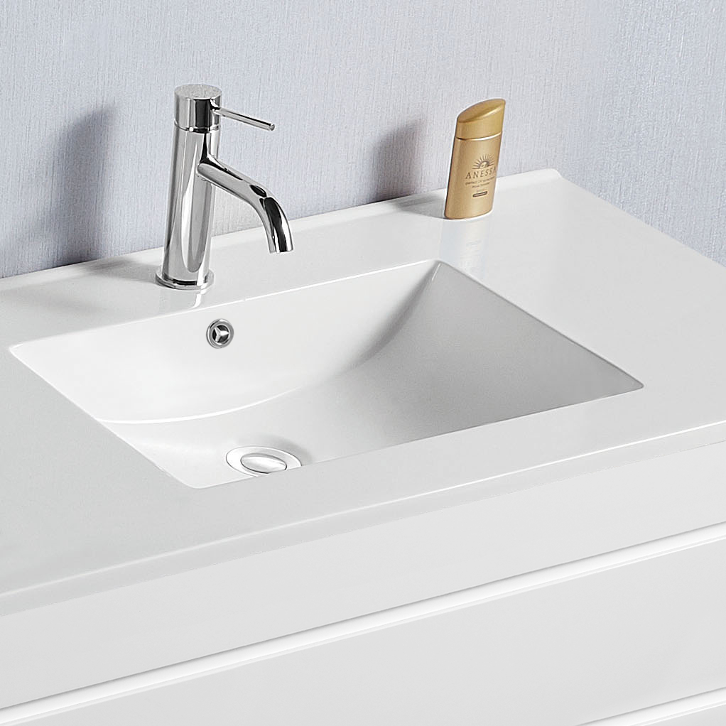 Vellena Wall Hung 750 Pvc Water Proof Bathroom Vanity Ceramic Basin Matte White Ebay