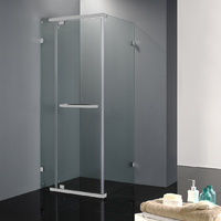 Bathroom Frameless Shower Screen Glass 1000X1000X2000 10mm 533 Brushed Nickel