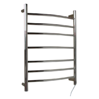 CURVED HEATED TOWEL RAIL - 7 ROUND STAINLESS STEEL BARS HTR-C6