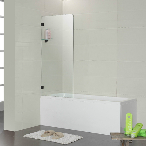 Frameless Bath Panel Shower Screen 700x1450mm Matte Black