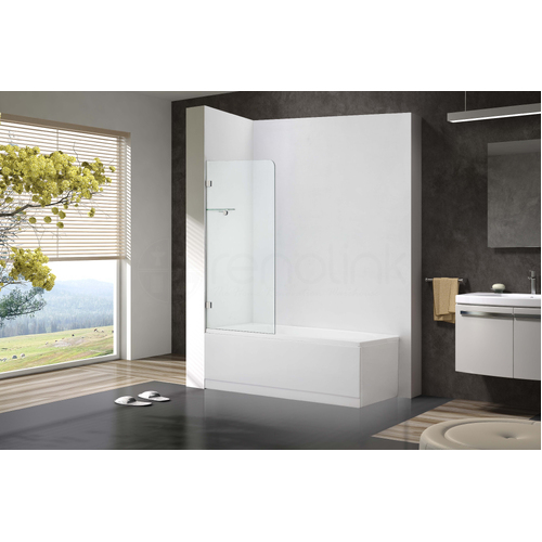 Frameless Bath Panel Shower Screen 700x1450mm Brushed Nickel