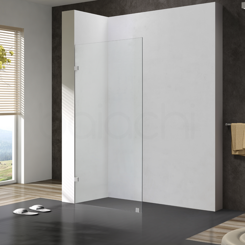 800mm Fixed Panel Shower Screen Brushed Nickel