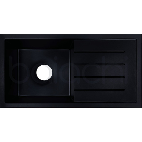 Baiachi Single Bowl and Drainer Granite Kitchen Sink Black