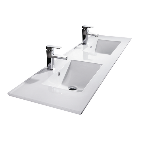 Bathroom Vanity White Ceramic Thin Edge Double Basin - 120ED
