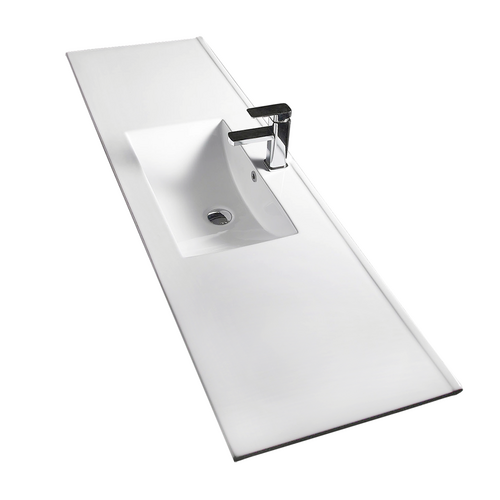 Bathroom Vanity Poly Marble Thin Edge Basin Sink Top Single White Gloss BA-150E