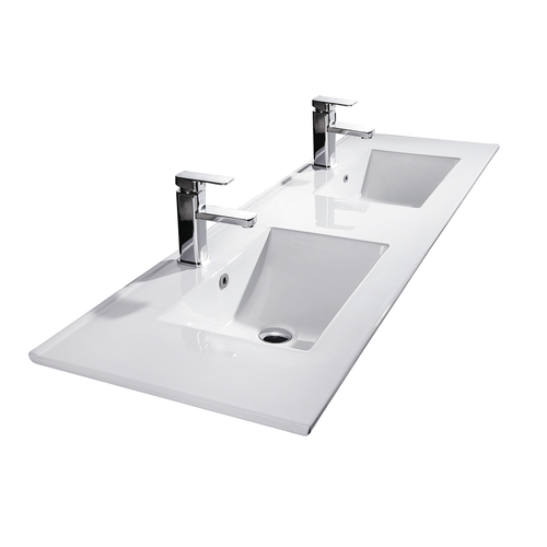 1500mm Bathroom Vanity White Poly Marble Thin Edge Double Basin Top BA-150ED