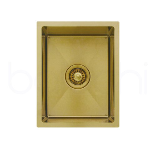 340X440mm Handmade Laundry Kitchen Sink Top/Under Mount Brushed Gold