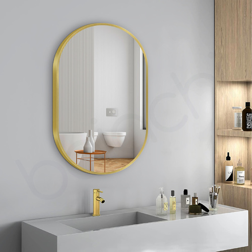 Baiachi Cora Oval 600mmx900mm Frame Mirror Brushed Gold