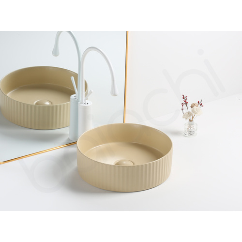 Baiachi 400mm Ceramic Above Counter Fluted Basin Matte Ivory
