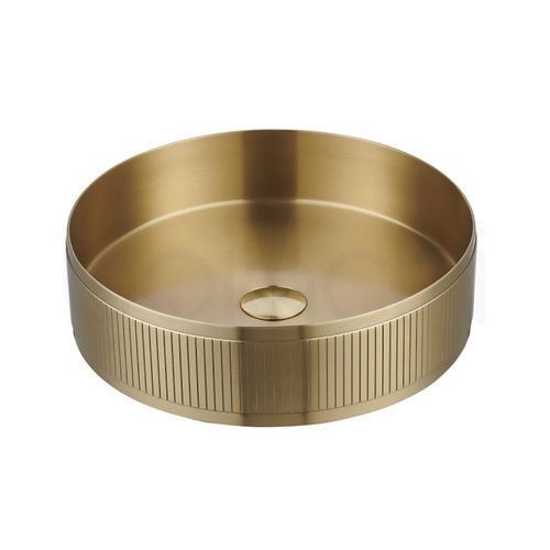 Baiachi 360mm Stainless Steel Above Counter Brushed Gold Fluted Basin