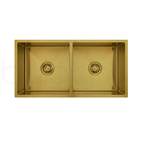 860X440mm Handmade Laundry Kitchen Sink Top/Under Mount Brushed Gold
