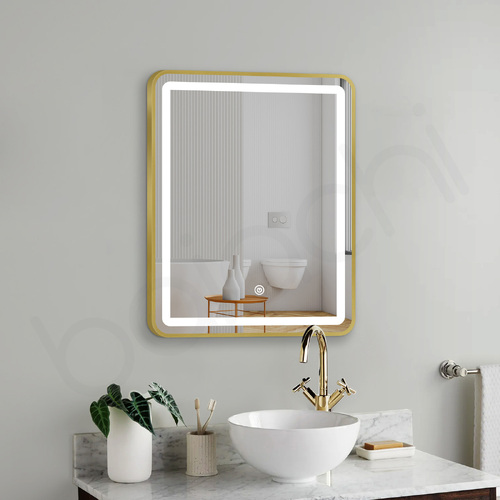 Baiachi Eden LED Square 600mmx750mm Frame Mirror Brushed Gold
