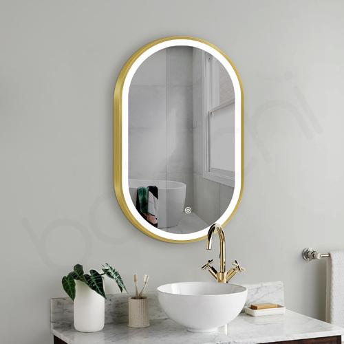 Baiachi Cora LED Oval 600mmx900mm Frame Mirror Brushed Gold