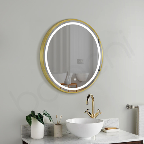 Otus LED 600 Round Frame Mirror Brushed Gold