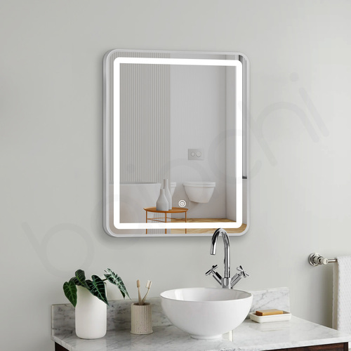Eden LED Rectangle Frame Mirror Brushed Silver
