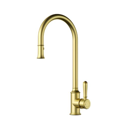 Ikon Clasico Pull Out Sink Mixer Brushed Gold