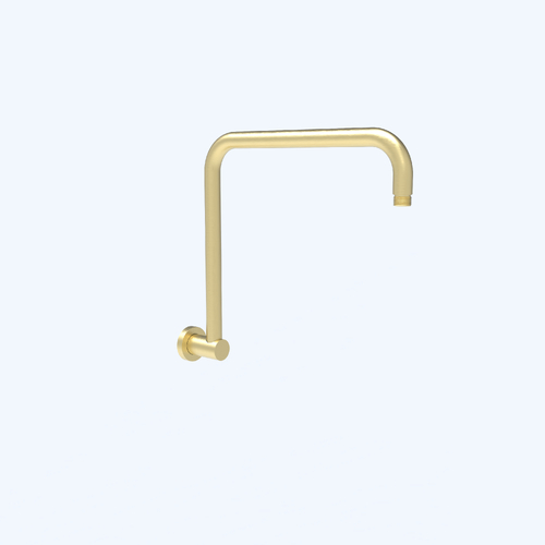 Round High Rise Wall Shower Arm Brushed Gold
