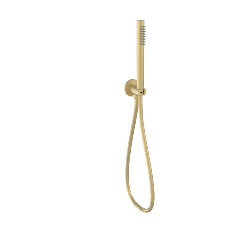 Tube Round Hand Shower On Wall Outlet Bracket Brushed Gold