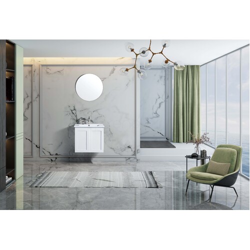 Shaker 600mm PVC Wall Hung Bathroom Vanity