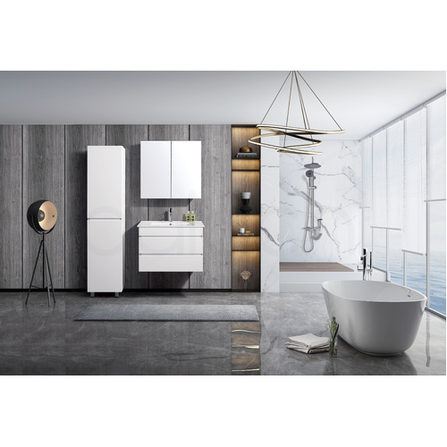 Vellena 750mm PVC Water Proof Matte White Wall Hung Bathroom Vanity Cabinet