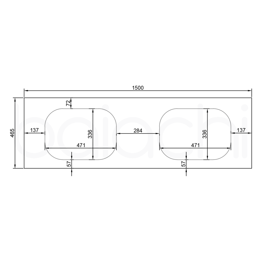 Baiachi 1500mm White Quartz with Undercounter Stone Double Ceramic Basin