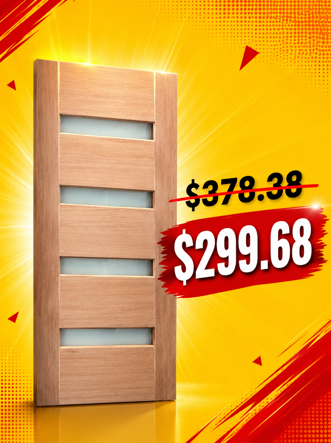 820X2040X40mm Entrance Solid Timber Veneer External Front Entry Door Glass 030