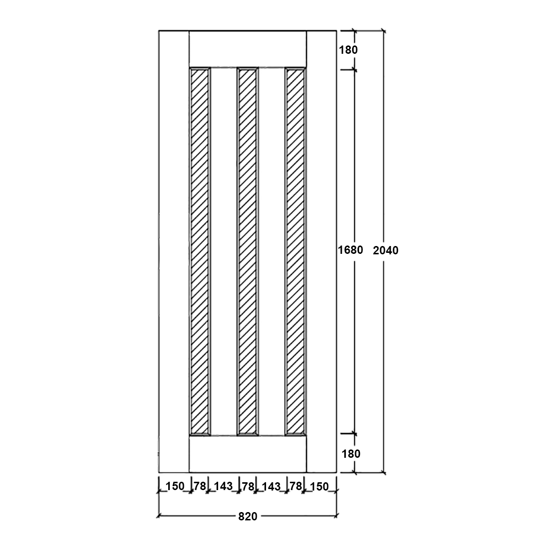820X2040X40mm Entrance Solid Timber Veneer External Front Entry Door Glass 033