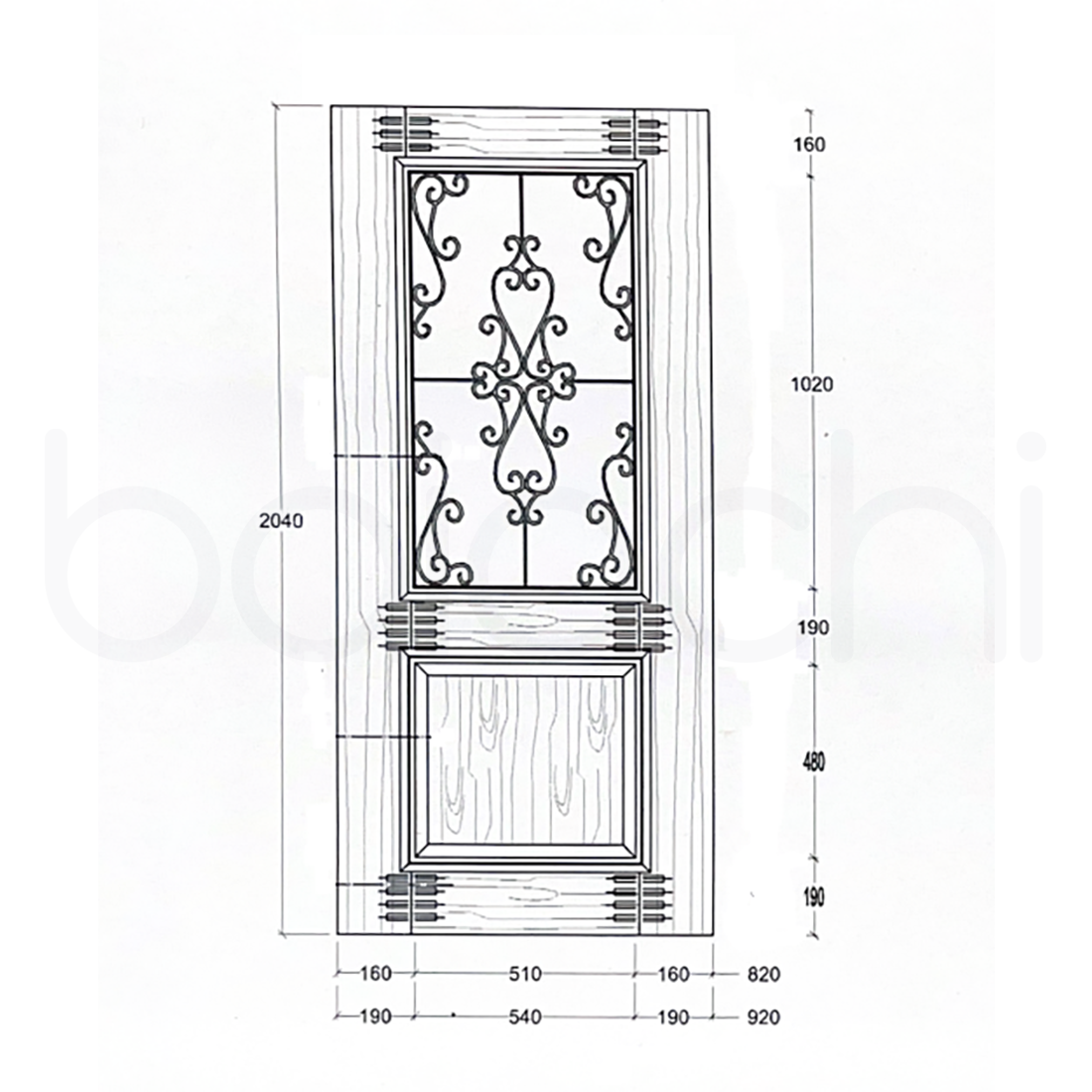 920X2040X40mm Entrance Solid Timber Veneer External Front Entry Door Glass 081