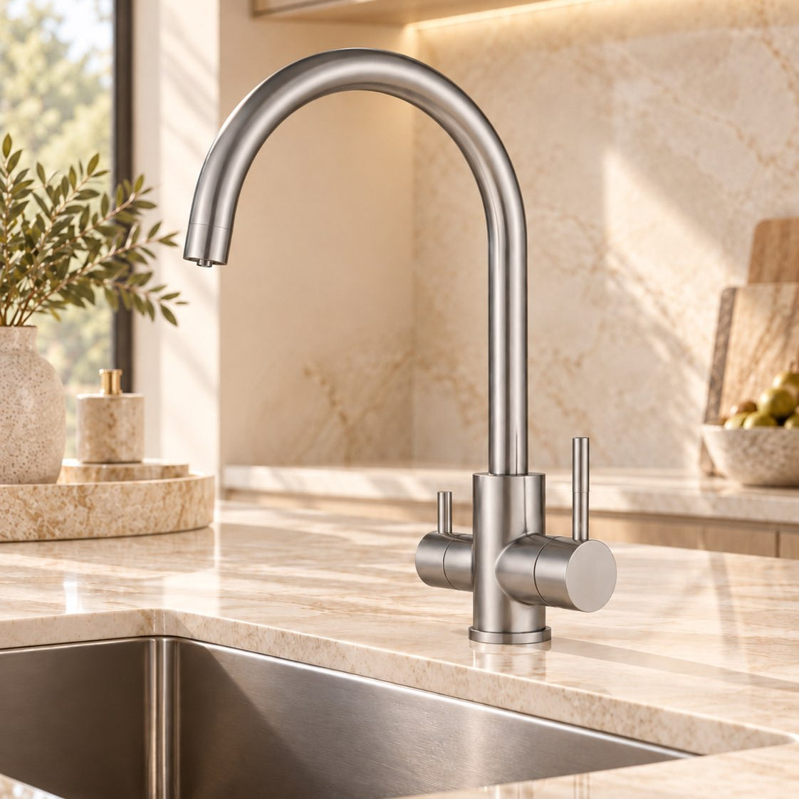 Baiachi Moreton Slimline 3-Way Filter Sink Mixer Brushed Nickel