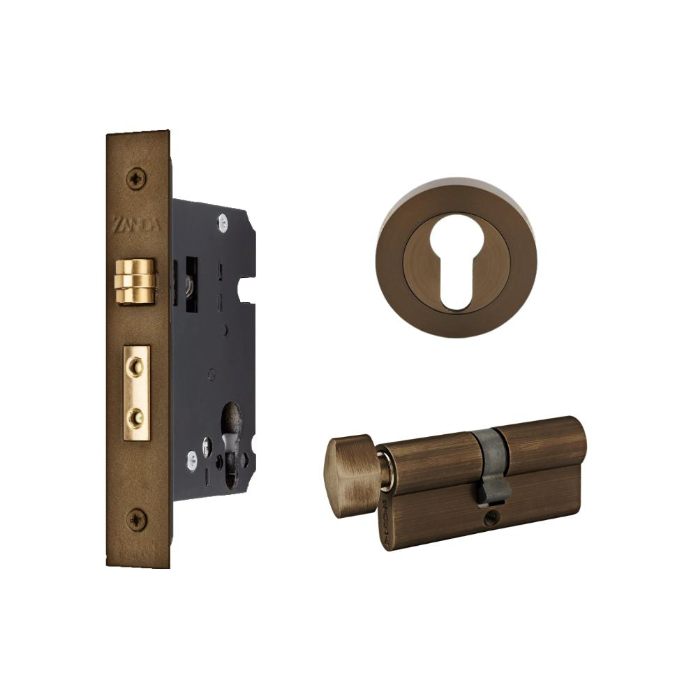 Zanda Roller Lock Mortice Set Ember Bronze