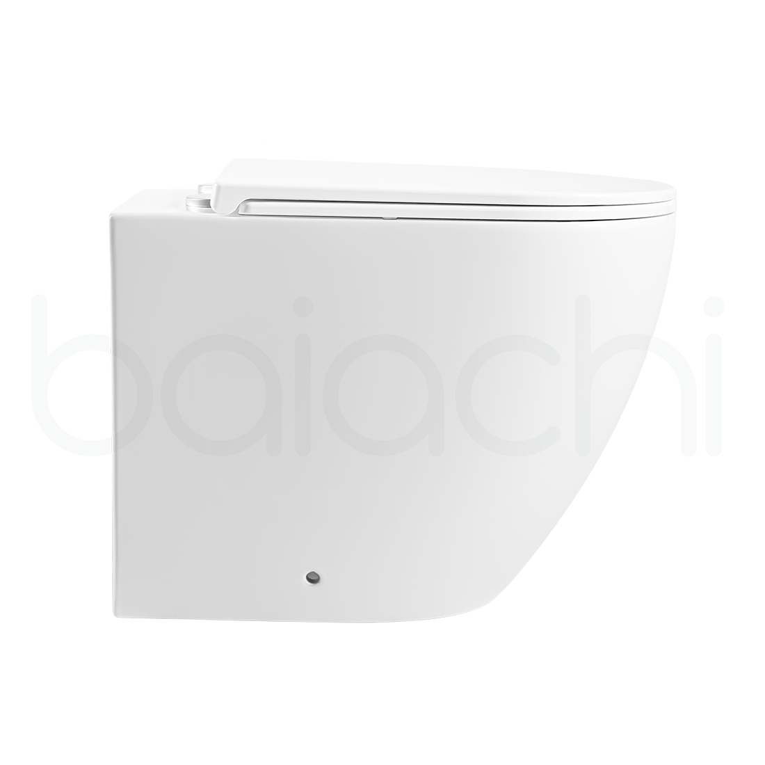 Baiachi Involution Rimless In Wall Tornado Toilet Suite with Round Stainless Steel Gun Metal Flushing Buttons BTW1