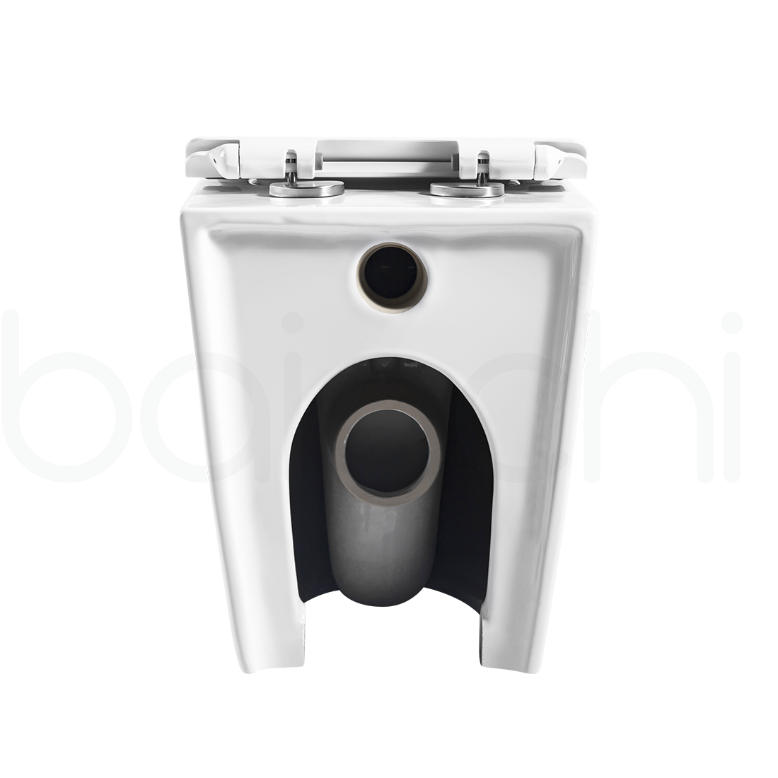 Baiachi Involution Rimless In Wall Tornado Toilet Suite with Round Stainless Steel Gun Metal Flushing Buttons BTW1