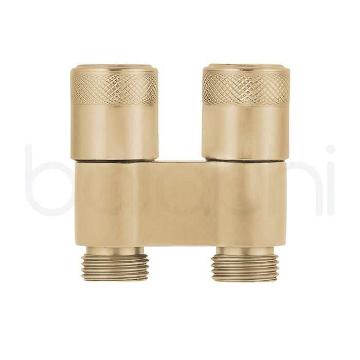 Baiachi Shattaf Twin Mini Cistern Stop Stainless Steel Quarter Turn with Backflow Valve PVD Brushed Gold