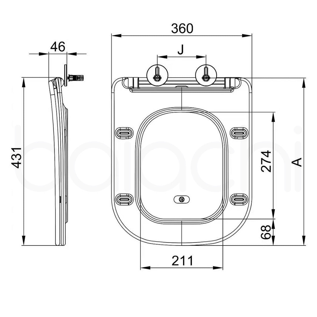 Urea-Formaldehyde (UF) Slim Soft Square Toilet Seat