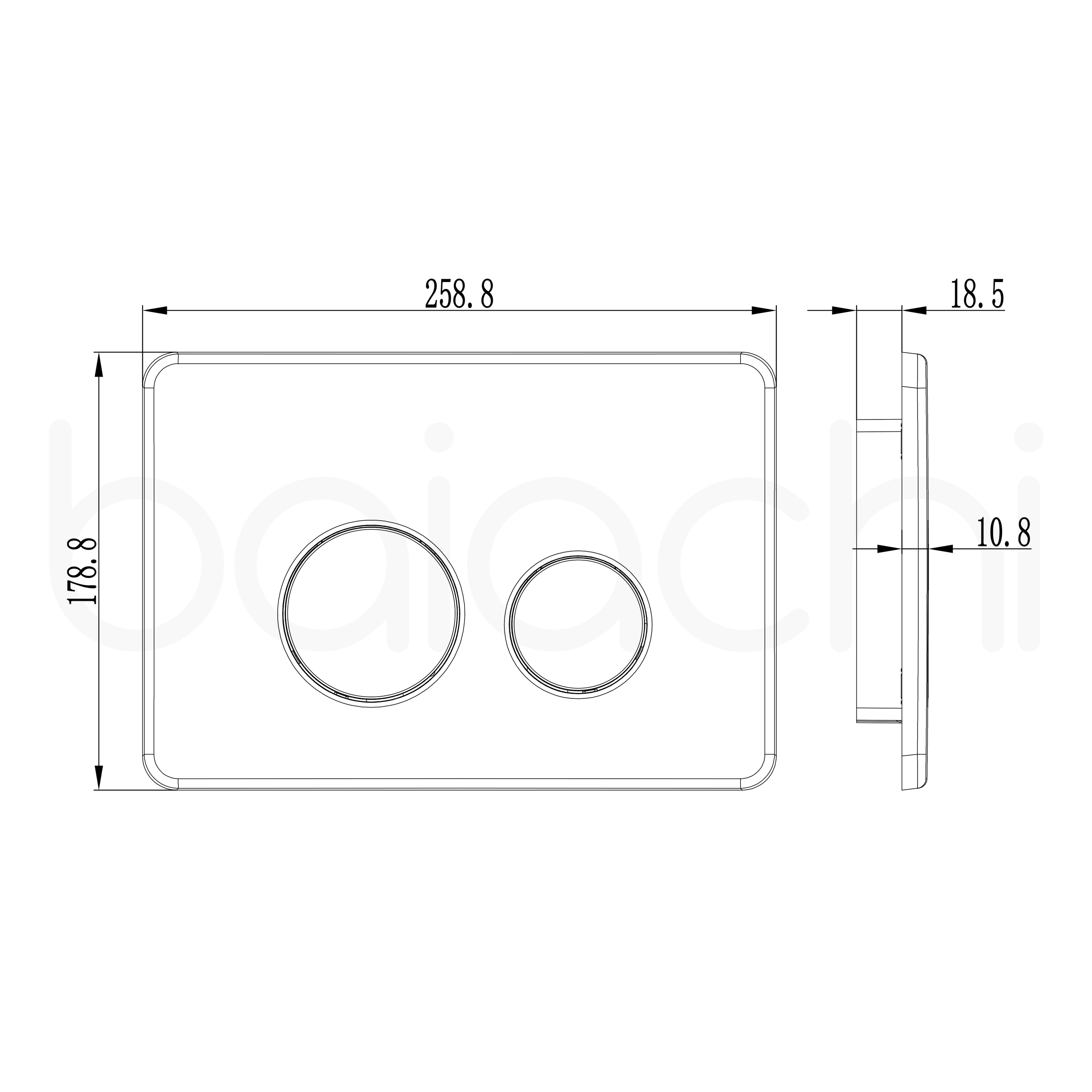 Baiachi R&T Stainless Steel Round Soft Square In-Wall Toilet Dual Flushing Buttons Antique Bronze