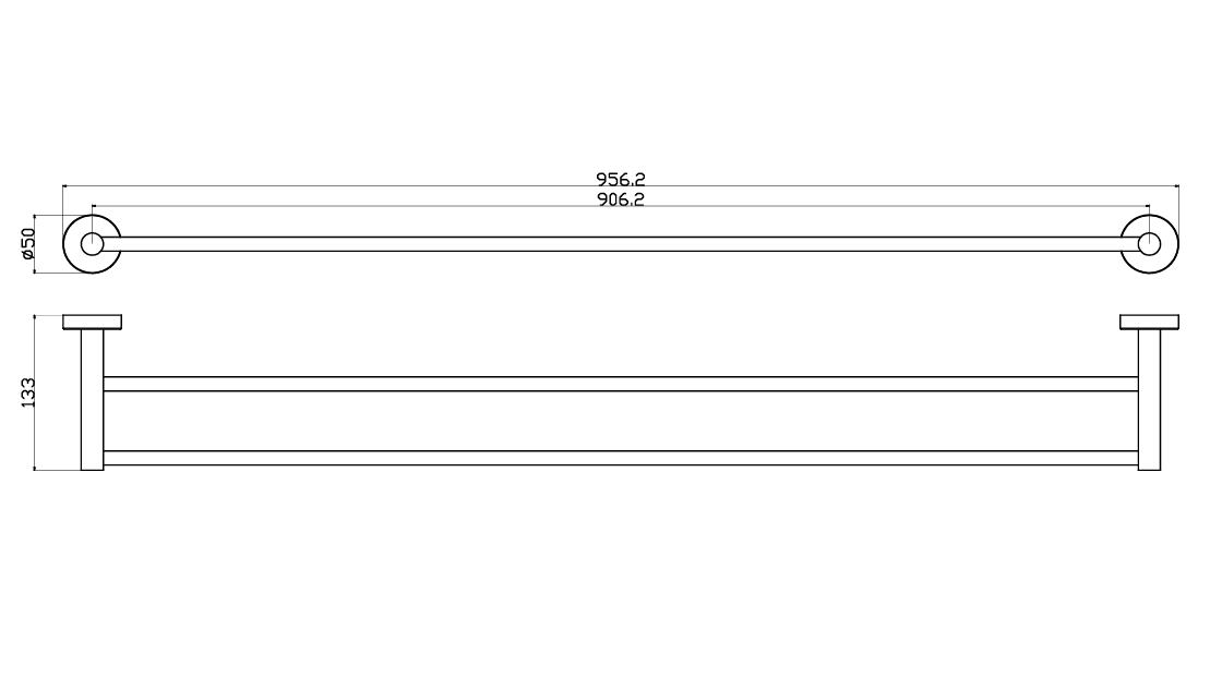 Otus Slimline SS304 Double Towel Rail 900mm Brushed Gold
