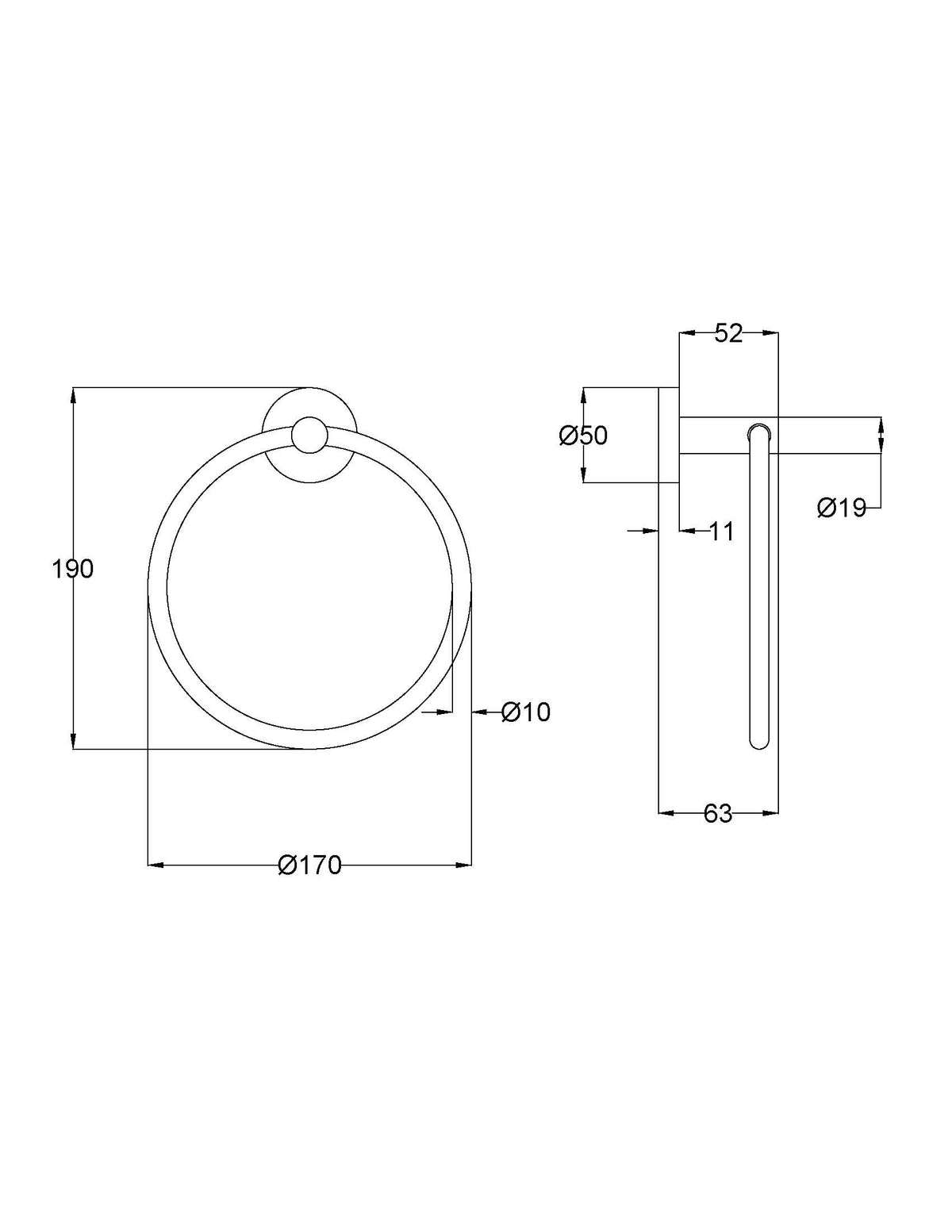 Otus Slimline SS304 Towel Ring Chrome