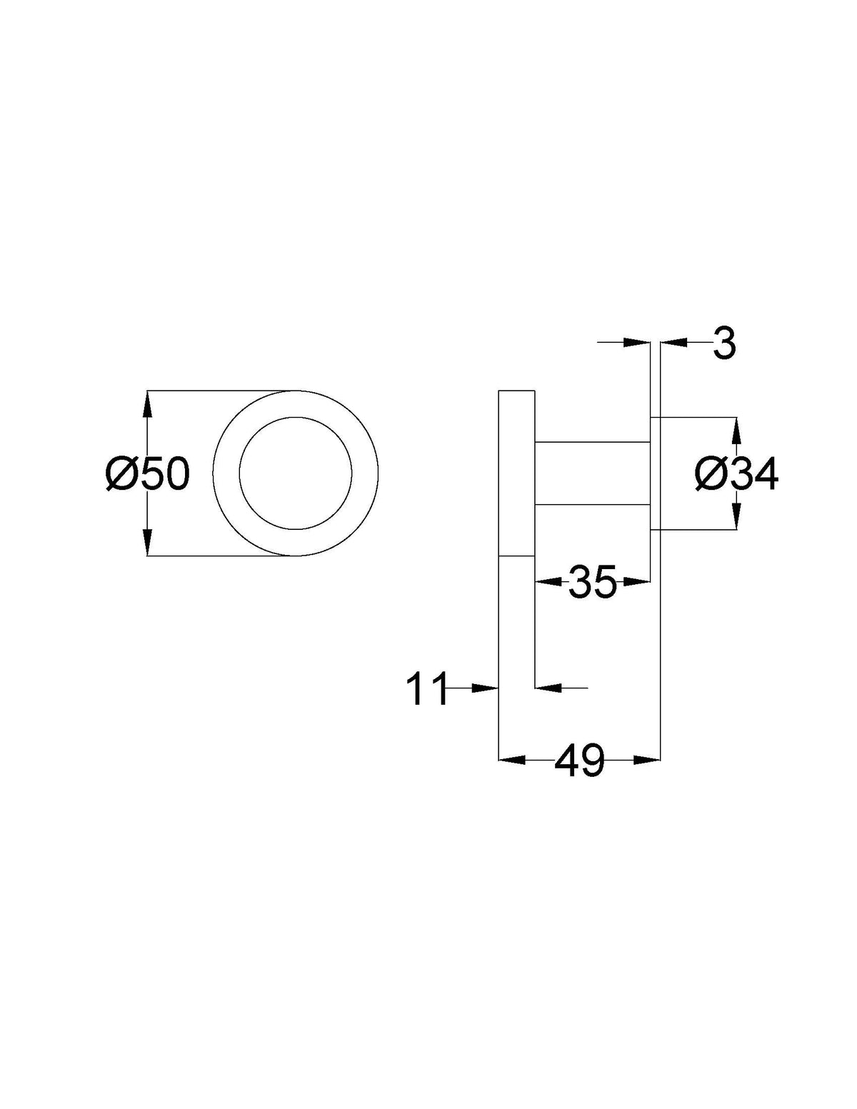 Otus Slimline SS304 Robe Hook Brushed Gold