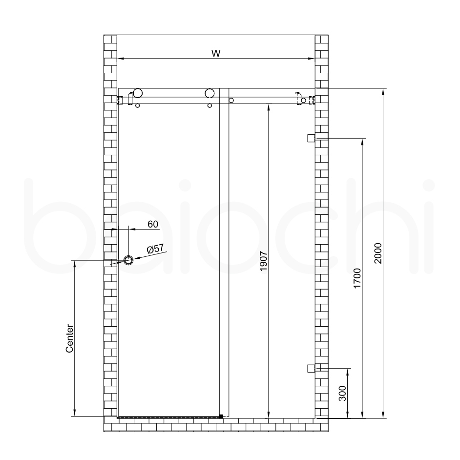 Frameless Wall to Wall Adjustable Sliding Shower Screen 1300x2000mm Chrome