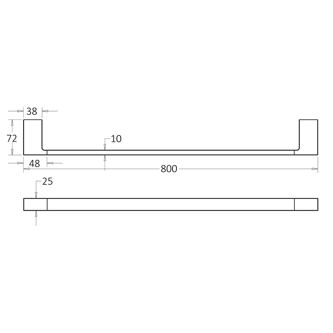 Ceram Single Towel Rail 800mm Brushed Nickel
