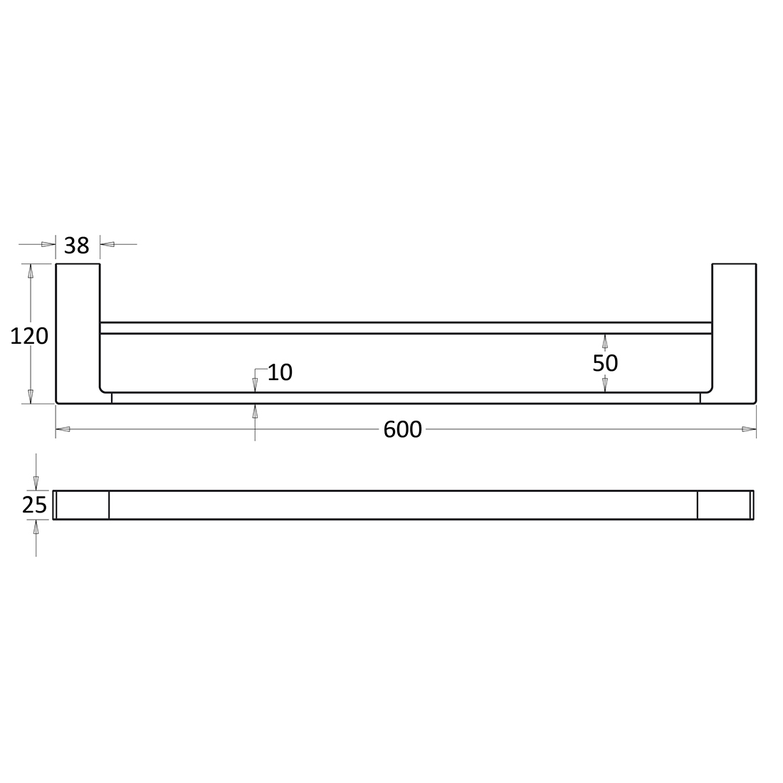 Ceram Double Towel Rail 600mm Chrome
