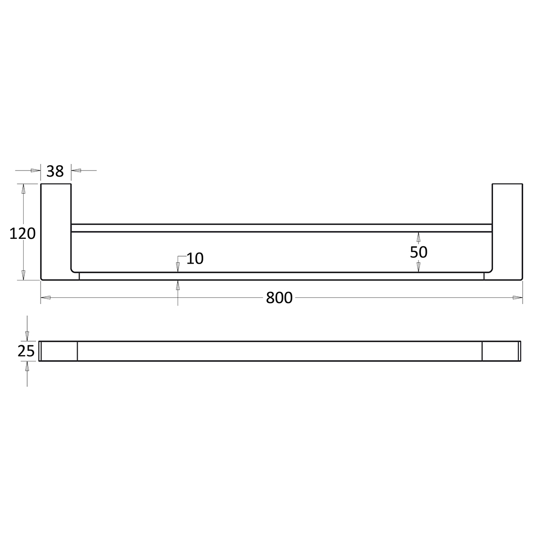Ceram Double Towel Rail 800mm Matte Black