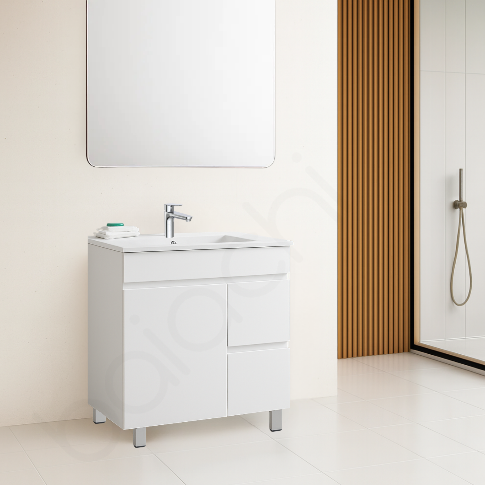 PACKAGE DEAL Windsor 750mm R Bathroom Vanity Wash Basin INCLUDING Mixer & Plugwaste