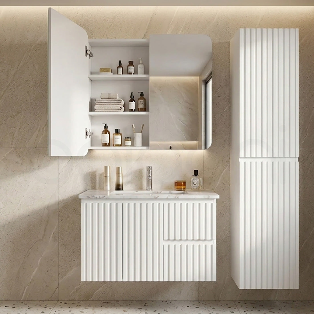 Baiachi 750x750 Round Edge Mirror Cabinet