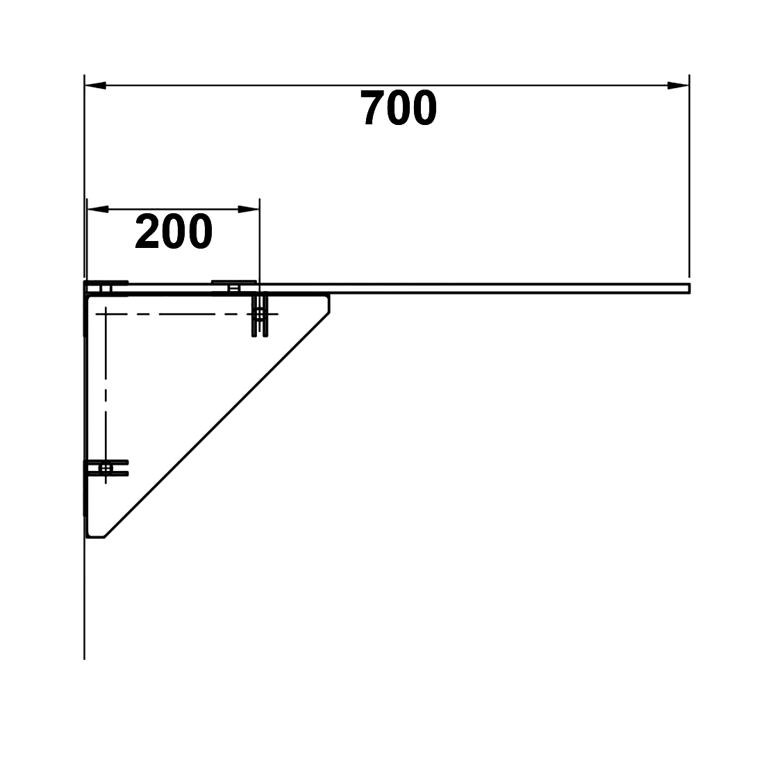 Frameless Bath Panel Shower Screen 700x1450mm Brushed Nickel