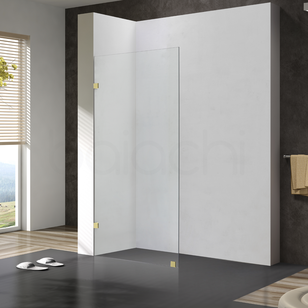 Frameless Shower Screen 1200mm Brushed Gold