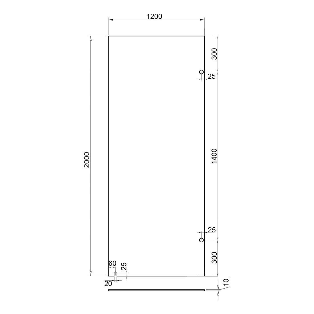 Frameless Shower Screen 1200mm Brushed Gold