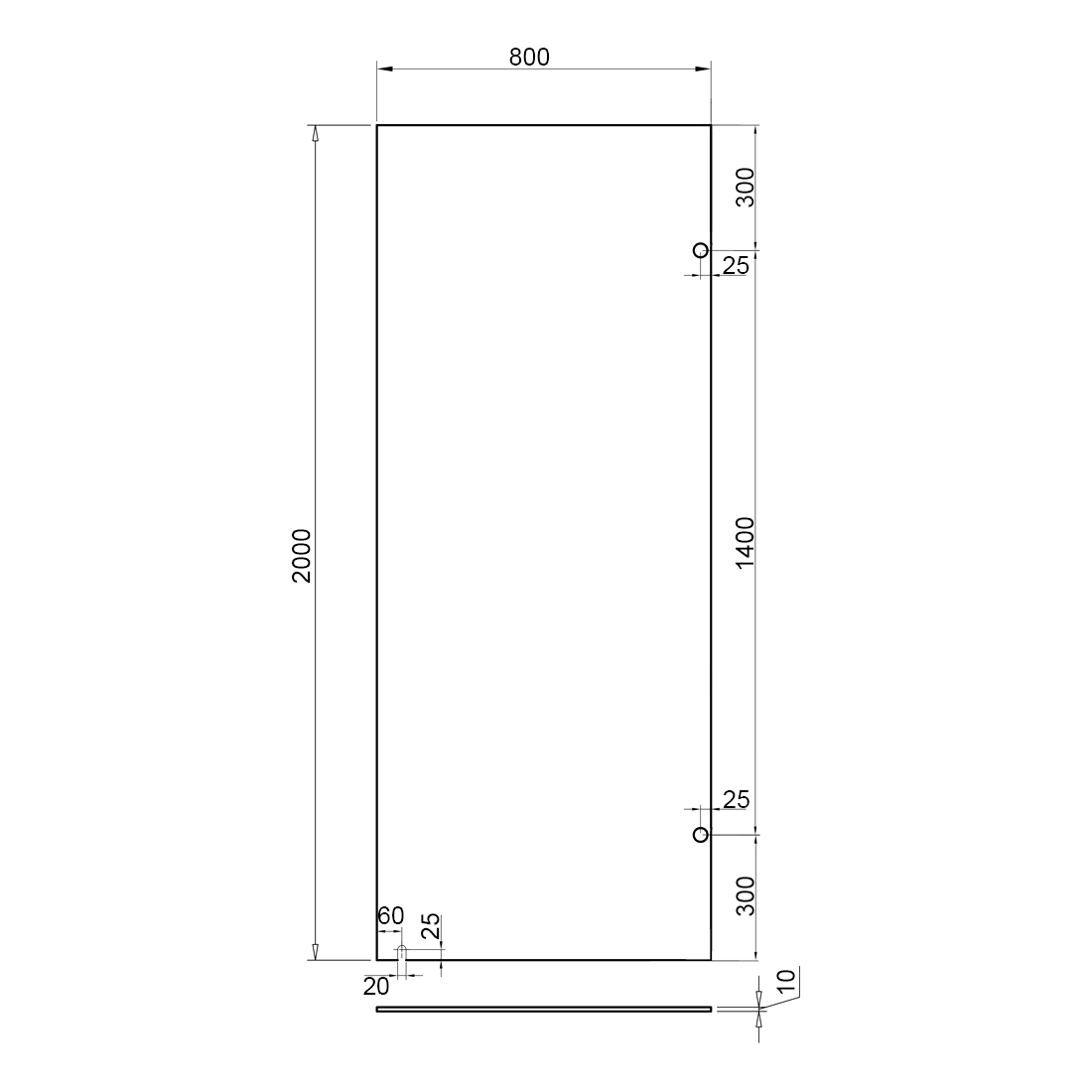 800mm Fixed Panel Shower Screen Matte Black